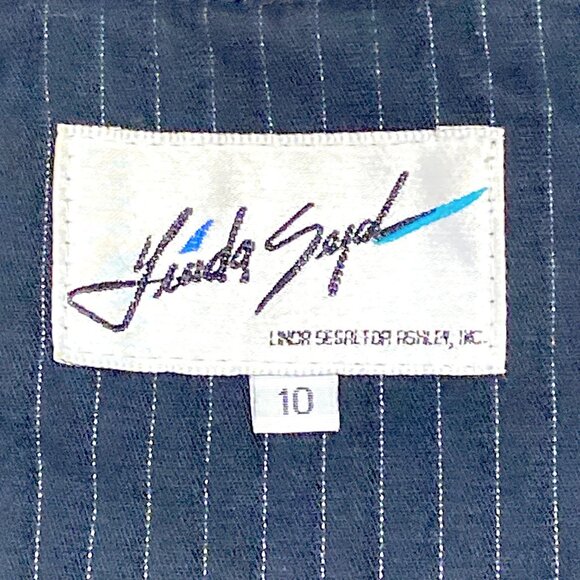 Linda Segal Jacket Womens 10 Pin Stripe Paisley Empire Short Lined Office VTG - Picture 3 of 16